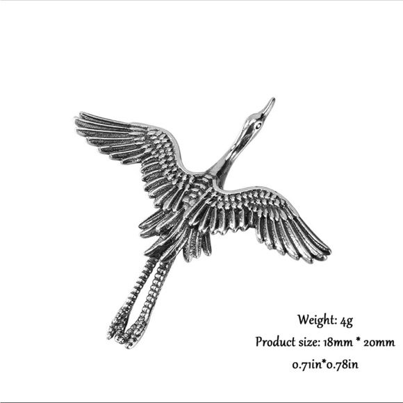 Crane Design Silver Stud Earrings - Picture 2 of 10